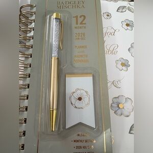 12 Month Planner 2026 With God Anything is PossibleTrimmed in Gold / Flower